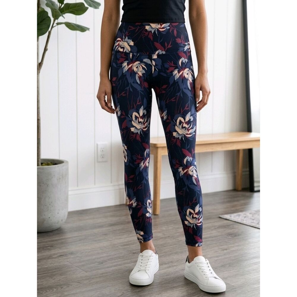 High Rise Floral Leggings Medium Bally Total Fitness Tummy Control Workout Pants